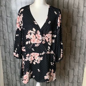 Rose & Olive surplice front floral top